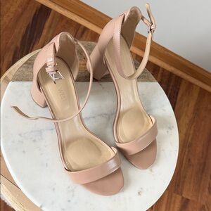 Nine West Nude Block Heel Sandals sz 10